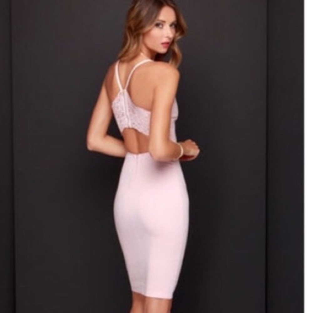 Lulu's pink floral lace racerback dress size s